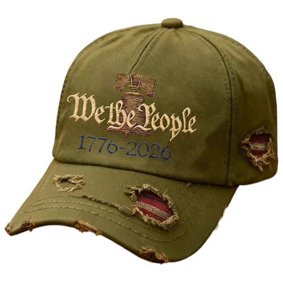250th Anniversary USA Hat, Distressed Ragged Cap1776-2026 Patriotic Baseball Caps, for Men Women Vintage-Style Adjustable Dark Green