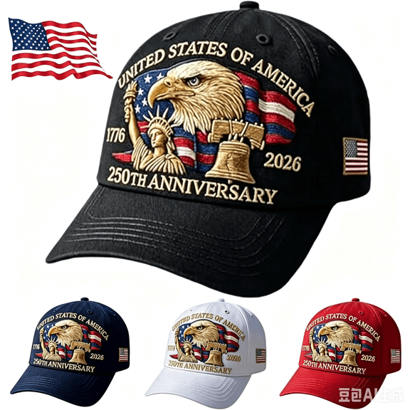250th Anniversary USA Hat,Eagle & Liberty,Adjustable United States 250th Anniversary Hat,Bald Eagle Embroidery Patriotic Baseball Cap