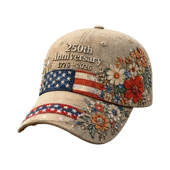 250th Anniversary USA Hat Patriotic American Flag Floral Baseball Cap Unisex Independence Day