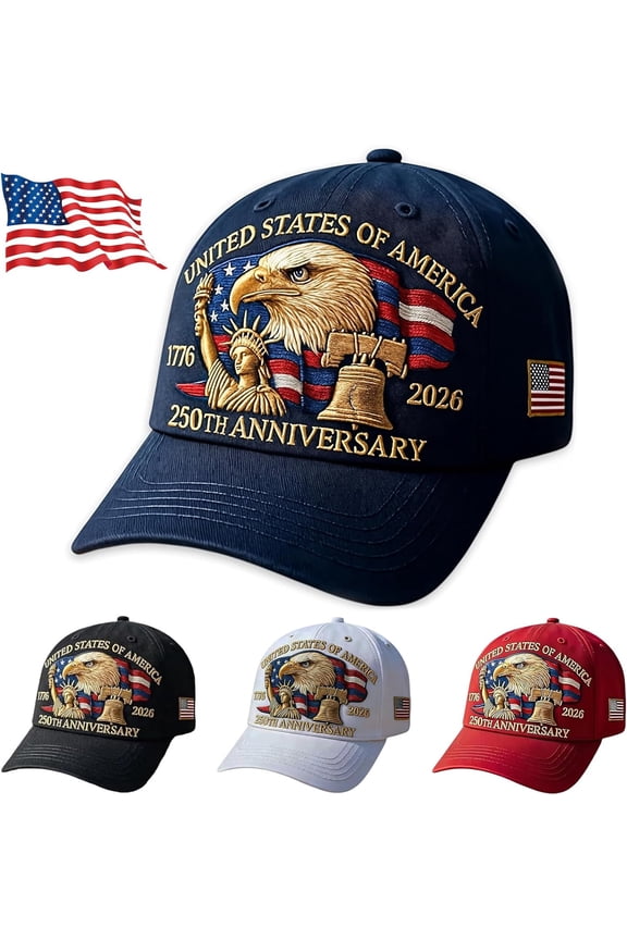 250th Anniversary USA Hat, Patriotic Decorations Adjustable Baseball Cap 1776-2026, American Flag Headwear for Men Women, 4th of July Accessories Gift