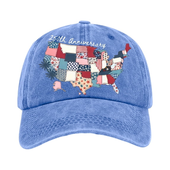 250th Anniversary USA Hat US Map 250 Year American Anniversary Baseball Cap Adjustable Patriotic Hats