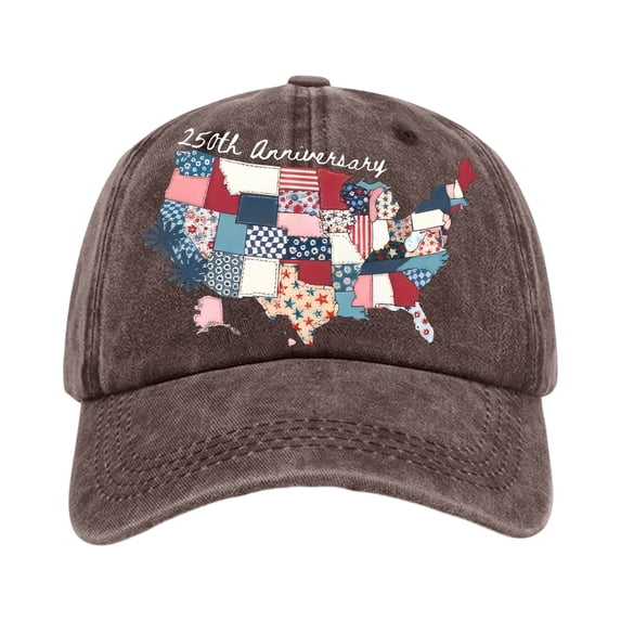 250th Anniversary USA Hat US Map 250 Year American Anniversary Baseball Cap Adjustable Patriotic Hats