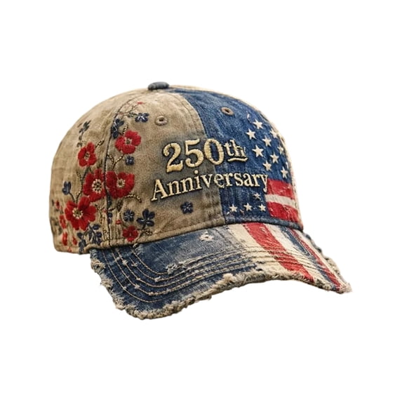 250th Anniversary USA Hat Unisex 1776-2026 Floral Embroidered Patriotic Baseball Cap for Fourth of July Multicolor