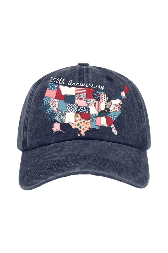 250th Anniversary USA Hat United States 250 Year American Anniversary Hat US Map Pattern 4th of July Patriotic Baseball Cap for Men Women