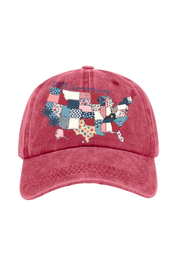 250th Anniversary USA Hat United States 250 Year American Anniversary Hat US Map Pattern 4th of July Patriotic Baseball Cap for Men Women