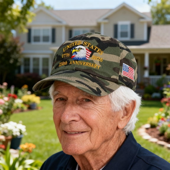 YIBAGA 250th Anniversary USA Hat  United States 250th Anniversary Adjustable Patriotic Baseball Cap, Camouflage