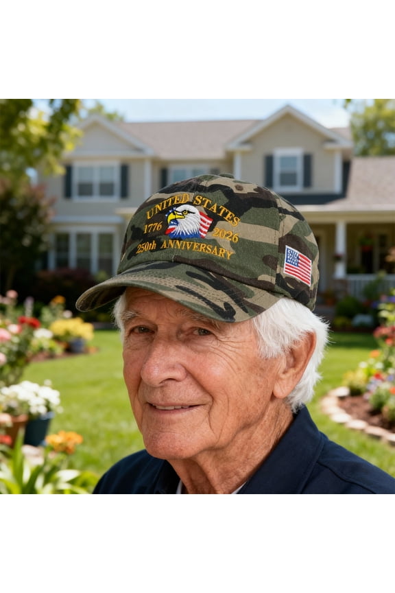 250th Anniversary USA Hat United States 250th Anniversary Adjustable Patriotic Baseball Cap, Camouflage