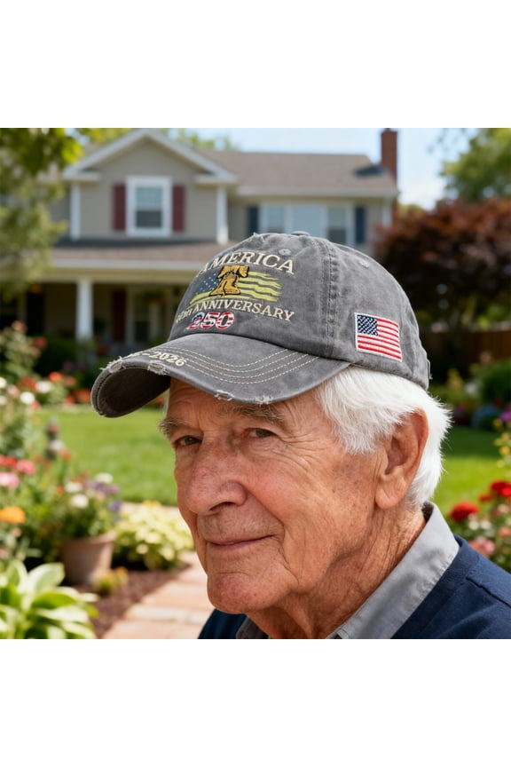250th Anniversary USA Hat – United States 250th Anniversary Adjustable Patriotic Baseball Cap, Vintage Blue White Red