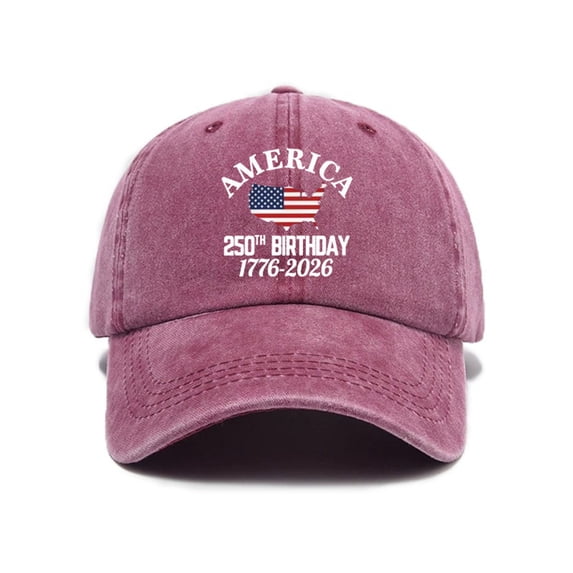 250th Anniversary USA Hat, United States 250th Anniversary Baseball Cap, 1776-2026 Patriotic Printed Hat, US 250th Anniversary Cap for Independence Day, Adjustable One Size, Pink