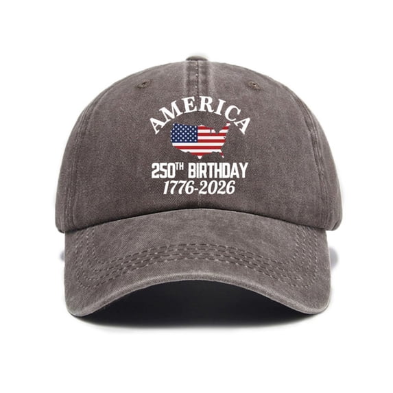 250th Anniversary USA Hat, United States 250th Anniversary Baseball Cap, 1776-2026 Patriotic Printed Hat, US 250th Anniversary Cap for Independence Day, Adjustable One Size, Coffee