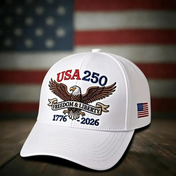 250th Anniversary USA Hat for Men Women White, America 250 Merchandise Printed Baseball Cap 1776-2026 4th of July Patriotic
