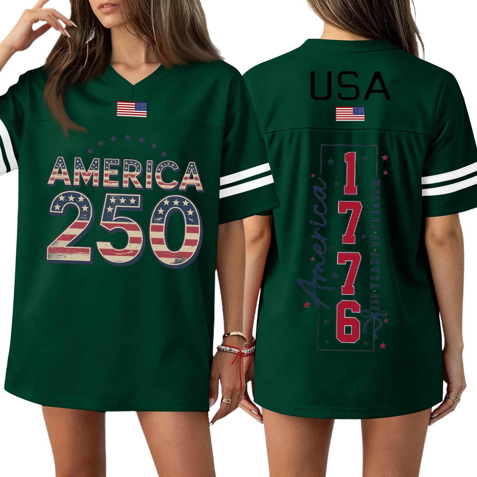 250th Anniversary USA Jerseys for Women - 4th of July Patrtotic Shirts ...