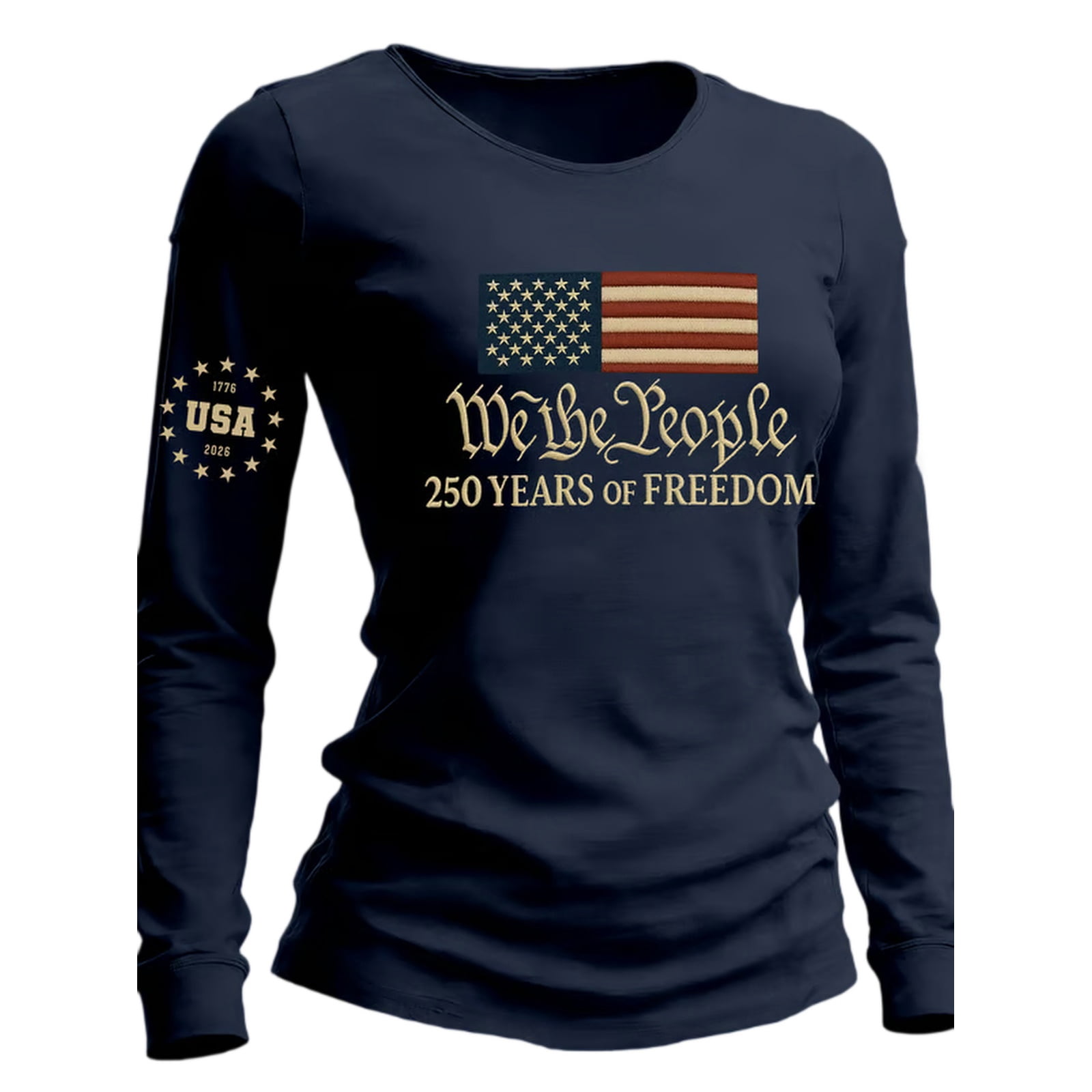 250th Anniversary USA Long Sleeve Tees for Women American Flag Gradient ...