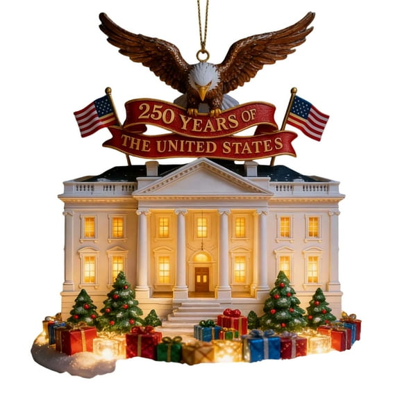 250th Anniversary USA Ornament for Patriotic Christmas Decorations - Acrylic Glass Patriotic Christmas Ornaments - United States 250 Years American Anniversary Bell Ornament, Veterans Day Gifts