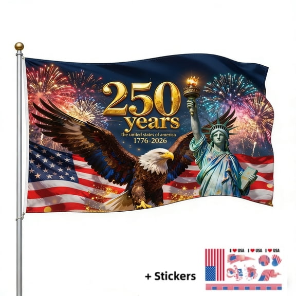 250th Anniversary USA Patriotic Double Sided 3-Ply Outdoor Flag, 1776-2026 Yard & House Banner for 4th of July (3X5ft)