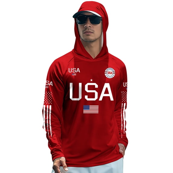 250th Anniversary USA Rash Guard Shirt for Men UPF 50+ American Flag Long Sleeve Shirts Lightweight Sun Protection Rash Guard Hoodie