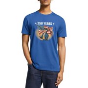 250th Anniversary USA Retro Men T Shirts, Patriotic USA Flag Short Sleeve Crewneck Tee for Independence Day Parades - M