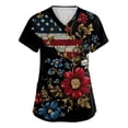 thumbnail image 1 of 250th Anniversary USA Scrub Tops Women American Flag Print Stretch V Neck Scrubs 4th of July Nurse Working Uniforms with Pockets, 1 of 4