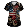 thumbnail image 1 of 250th Anniversary USA Scrub Tops Women American Flag Print Stretch V Neck Scrubs 4th of July Nurse Working Uniforms with Pockets, 1 of 4