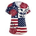 thumbnail image 1 of 250th Anniversary USA Scrub Tops Women American Flag Print Stretch V Neck Scrubs 4th of July Nurse Working Uniforms with Pockets, 1 of 4