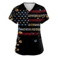 thumbnail image 1 of 250th Anniversary USA Scrub Tops Women American Flag Print Stretch V Neck Scrubs 4th of July Nurse Working Uniforms with Pockets, 1 of 4