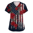 thumbnail image 1 of 250th Anniversary USA Scrub Tops Women American Flag Print Stretch V Neck Scrubs 4th of July Nurse Working Uniforms with Pockets, 1 of 4