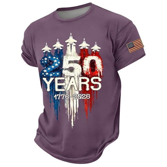 250th Anniversary USA Shirt, 250 Anniversary USA 1776-2026 Tops Crewneck Pullover Tops Purple Size XXXXXL