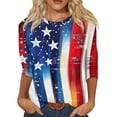 thumbnail image 1 of 250th Anniversary USA Shirt Women America 250 Shirt 3/4 Sleeve Patriotic Flag Print Tops 1776-2026 Tshirt Gifts 4th of July Tshirt, 1 of 4