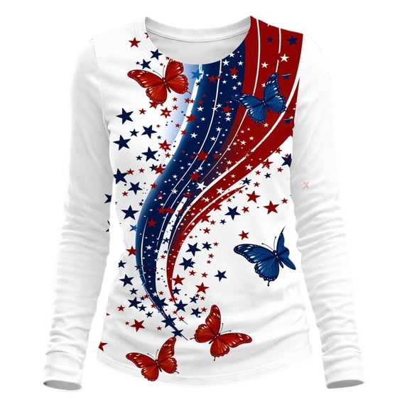 250th Anniversary USA Shirt Women America 250 Shirt Long Sleeve Flag Eagle Print Tops Patriotic Tshirt Gifts