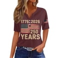 thumbnail image 1 of 250th Anniversary USA Shirt Women America 250 Shirt Short Sleeve Button Down Shirts Celebration Patriotic Flag Print 1776-2026 Tshirt, 1 of 4