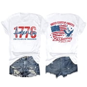 250th Anniversary USA Shirt Womens America Flag T Shirts 4th of July Freedom Tshirt Memorial Day Patriotic Tee Tops