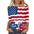 thumbnail image 1 of 250th Anniversary USA Shirt for Women 3/4 Sleeve 4th of July Tunic Tops Ladies Patriotic American Flag Blouse Independence Day Gift Multicolor 11 M, 1 of 5