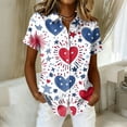 thumbnail image 1 of 250th Anniversary USA Shirt for Women Short Sleeve T-Shirts 250 Years Anniversary Button Down Patriotic Flag Graphic Top, 1 of 5