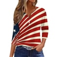 thumbnail image 1 of 250th Anniversary USA Shirts Women 3/4 Sleeve T Shirts Loose Red White and Blue Print Tops Independence Day Patriotic Pullover 4th of July Celebration Party V Neck 1776-2026 Blouses Deep Red XL, 1 of 5