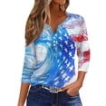 thumbnail image 1 of 250th Anniversary USA Shirts for Women Plus Size 3/4 Sleeve T-Shirts Casual USA Flag Print Pullover 4th of July Celebration Party Tops Independence Day Patriotic V Neck 1776-2026 Blouses Red M, 1 of 6