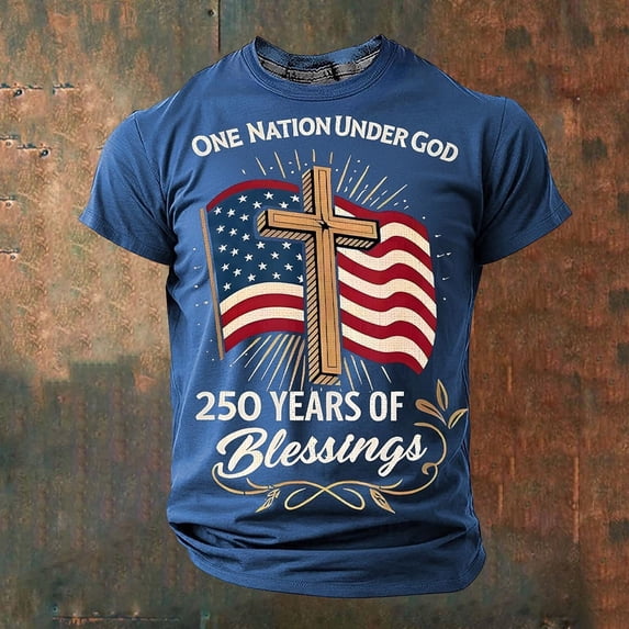 250th Anniversary USA Shirts for Men American Flag Print T-Shirt 4th of July Shirt 250 Years Birthday Patriotic Tops