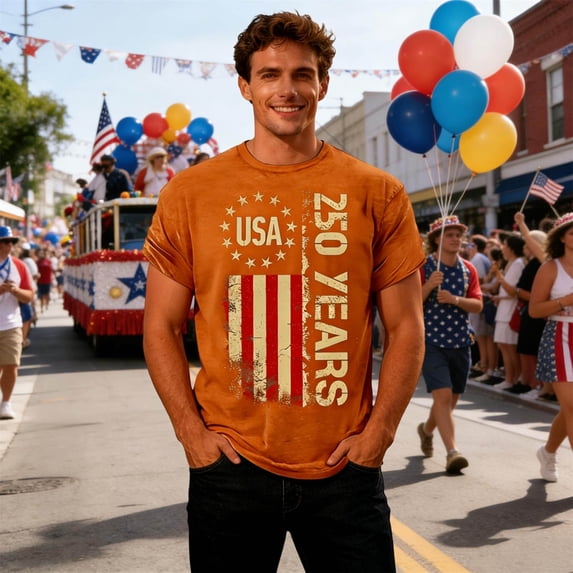 250th Anniversary USA Shirts for Men American Flag Print T-Shirt 4th of July Shirt 250 Years Birthday Patriotic Tops