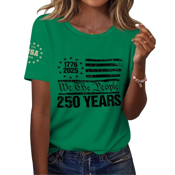 250th Anniversary USA Shirts for Women American Flag T-Shirt 4th of July Shirt 250 Years Birthday Patriotic Tops