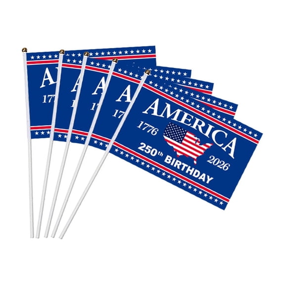 250th Anniversary USA Small Handheld Flags 20 PCS, Small American Flags for Outside, 4th of July Independence Day Patriotic Signs, Hand Held Parade Decor