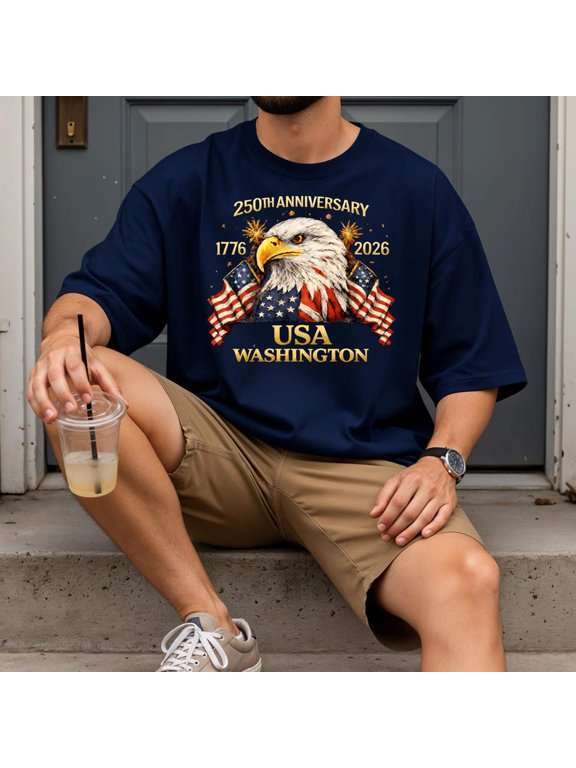 250th Anniversary USA T-Shirt, Custom State Patriotic Eagle Graphic Tee, America 1776-2026 Independence Day Gift