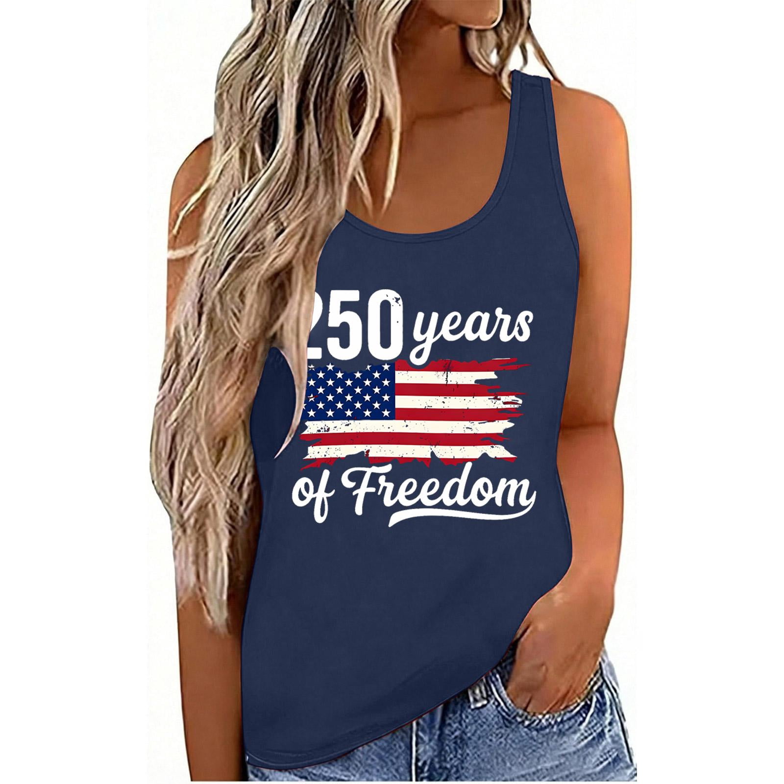 250th Anniversary USA Tank Tops Women - 250 Years of Freedom | We the People USA Flag Tanks Vest, Patriotic Racerback Tank for 4th of July