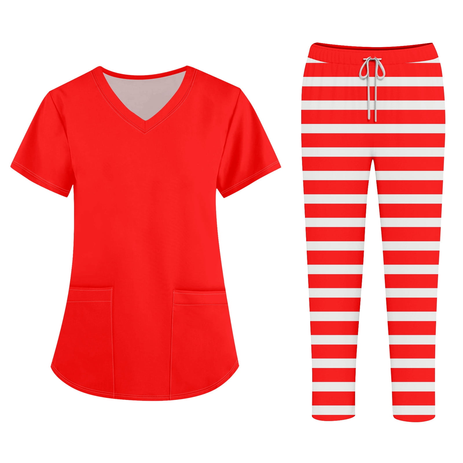 250th Anniversary USA Women’s Scrub Set, V-Neck Short Sleeve Top ...