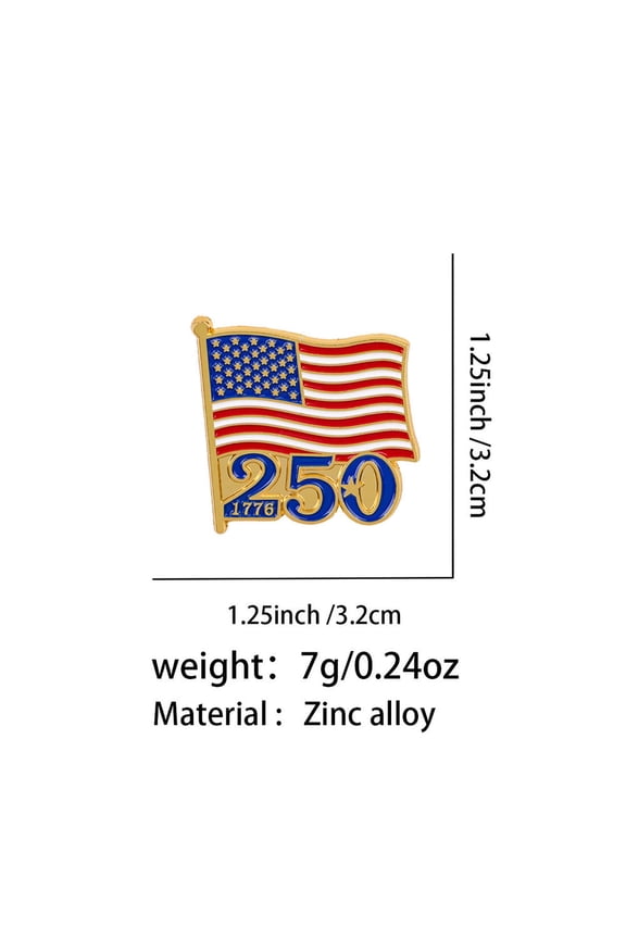 250th Anniversary of the United States Brooch Metal Lapel Pin American Flag Enamel Pins Badge on Backpack Clothing Accessories Fashion Jewelry for Men Women Patriotic Gifts