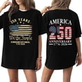 thumbnail image 1 of 250th Anniversary United States Flag Print T Shirt Loose Fit Short Sleeve Crewneck Top for Women Men 1776 2026 Semi Centennial Tee Black L, 1 of 5