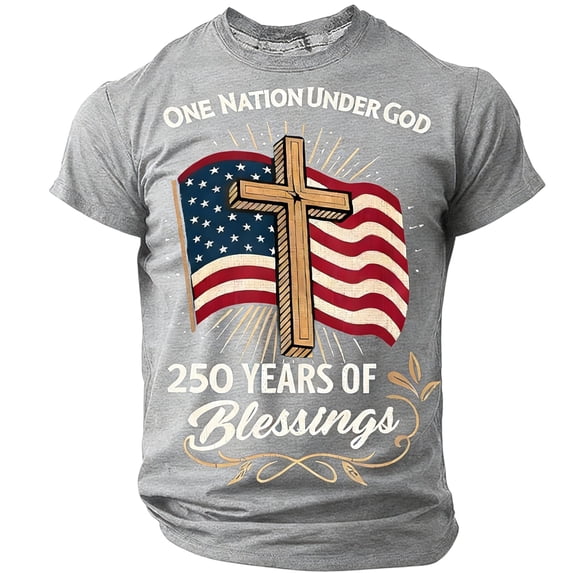 250th Anniversary USA Mens Shirts Short Sleeve T Shirts Loose American Flag Print Tops 4th of July Celebration Party Pullover Independence Day Patriotic Crew Neck 1776-2026 Tees Gray 3XL