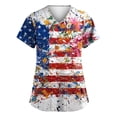 thumbnail image 1 of 250th Anniversary USA Scrub Tops Women Casual V Neck USA Flag Print Scrub Shirts Short Sleeve Independence Day Patriotic Scrubs Nursing Workwear Medical Nurse Uniform with Pockets Red 2XL, 1 of 4