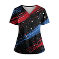 thumbnail image 1 of 250th Anniversary USA Scrub Tops Women Loose Short Sleeve USA Flag Print Scrub Shirts V Neck Independence Day Patriotic Scrubs Medical Nurse Uniform Nursing Workwear with Pockets Navy M, 1 of 4