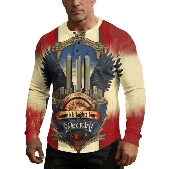 250th Anniversary Usa Shirt Men Henley Button Up Top Patriotic American Flag T-Shirts Casual Long Sleeve Pullover Mens 4th of July Outfit