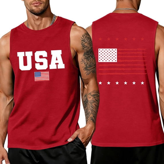 250th Anniversary Usa Shirt for Men Usa Independence Day 4th Of July Shirts Usa American Flag Graphic Sleeveless Patriotic Tank Tops We the People Round Neck Spring Summer Vest,Red 4XL