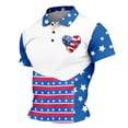 thumbnail image 1 of 250th Anniversary Usa Shirt Men's 250th Anniversary National Flag Print Casual Waffle Fabric Polo Shirts Patriotic Shirts Tees, 1 of 2